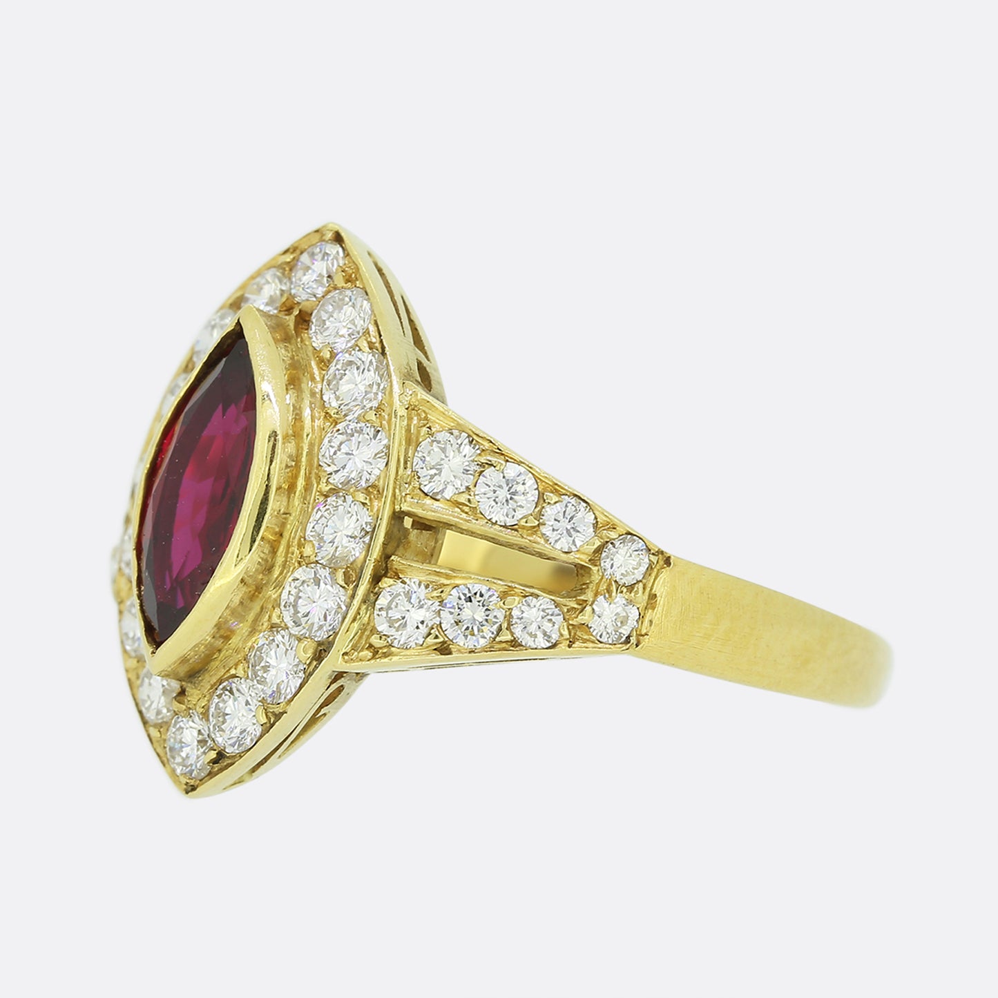 Ruby and Diamond Navette Ring