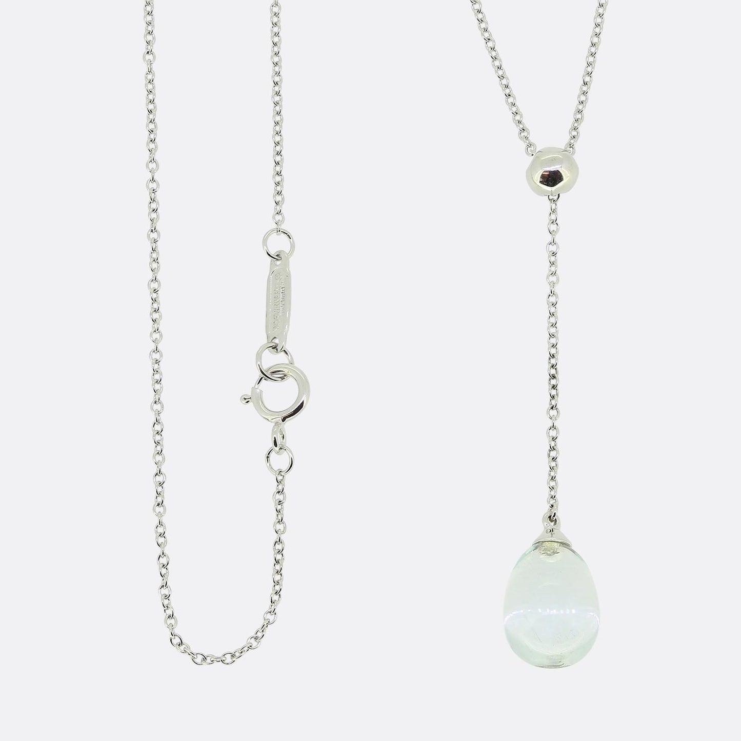 Tiffany & Co. Aquamarine Drop Pendant Necklace