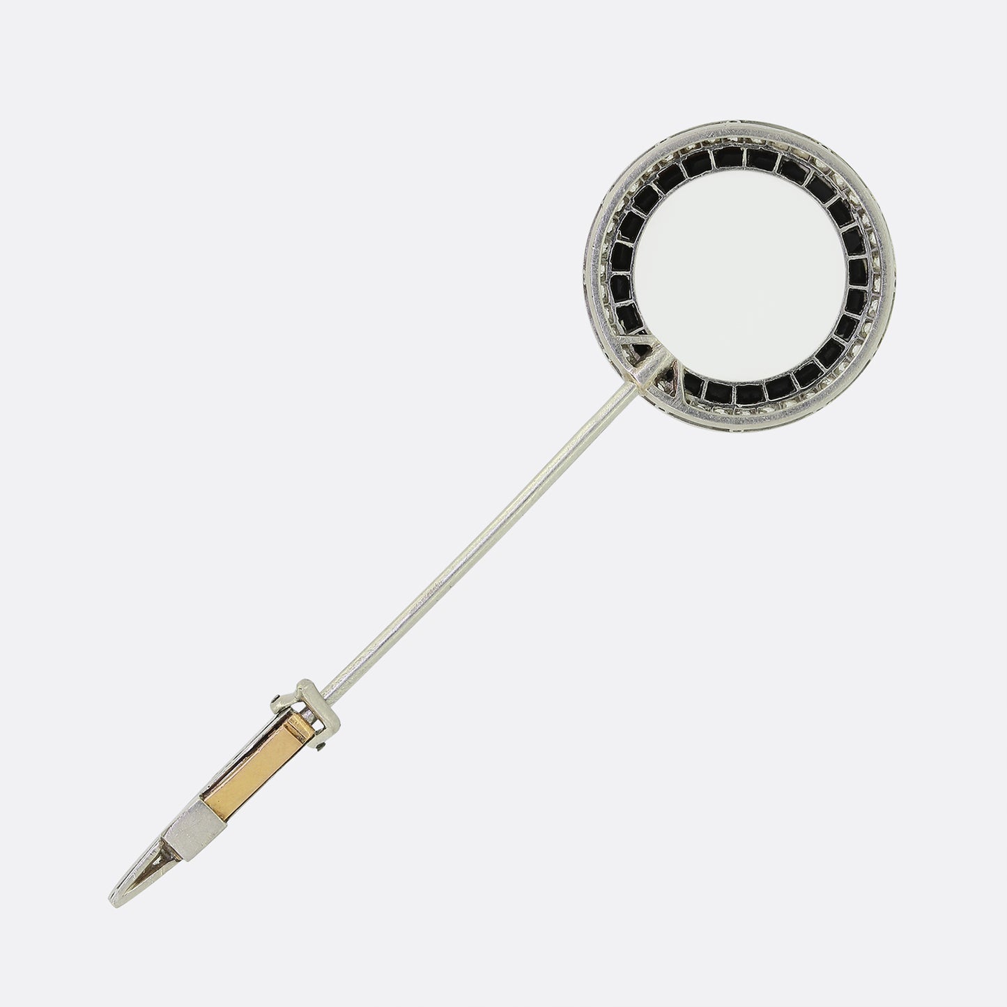 French Art Deco Onyx and Diamond Stick Pin