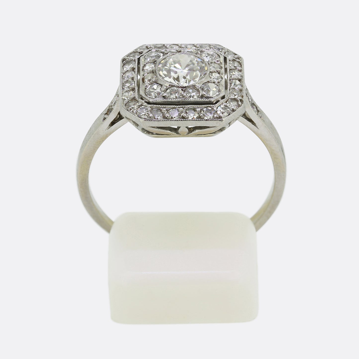 Art Deco 1.00 Carat Diamond Target Ring