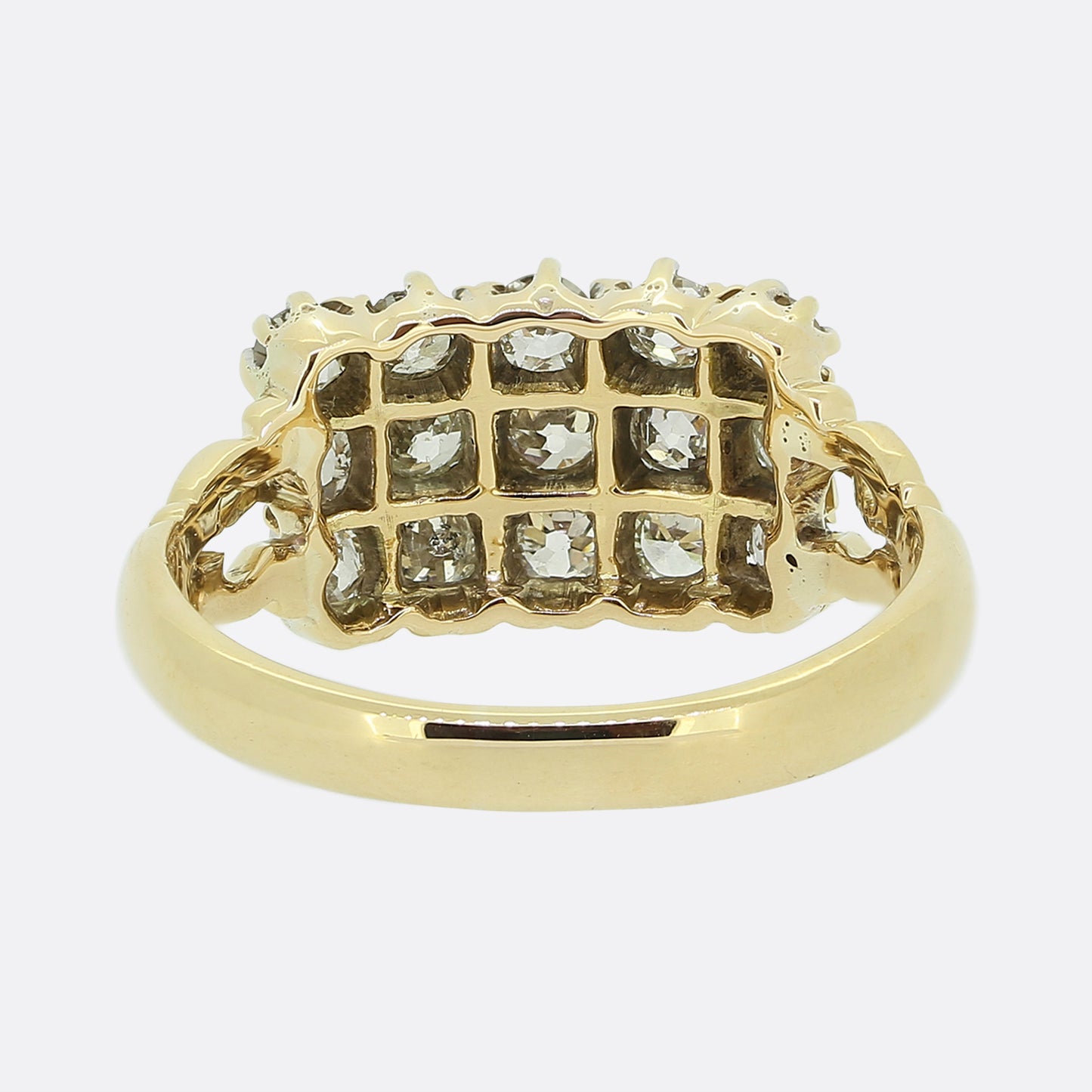 Edwardian Old Cut Diamond Three Row Ring