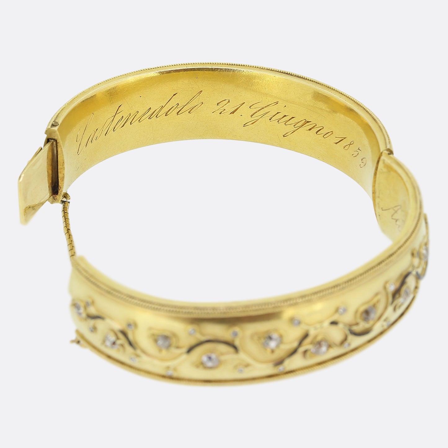 Antique Napoleon III Diamond Keepsake Bangle