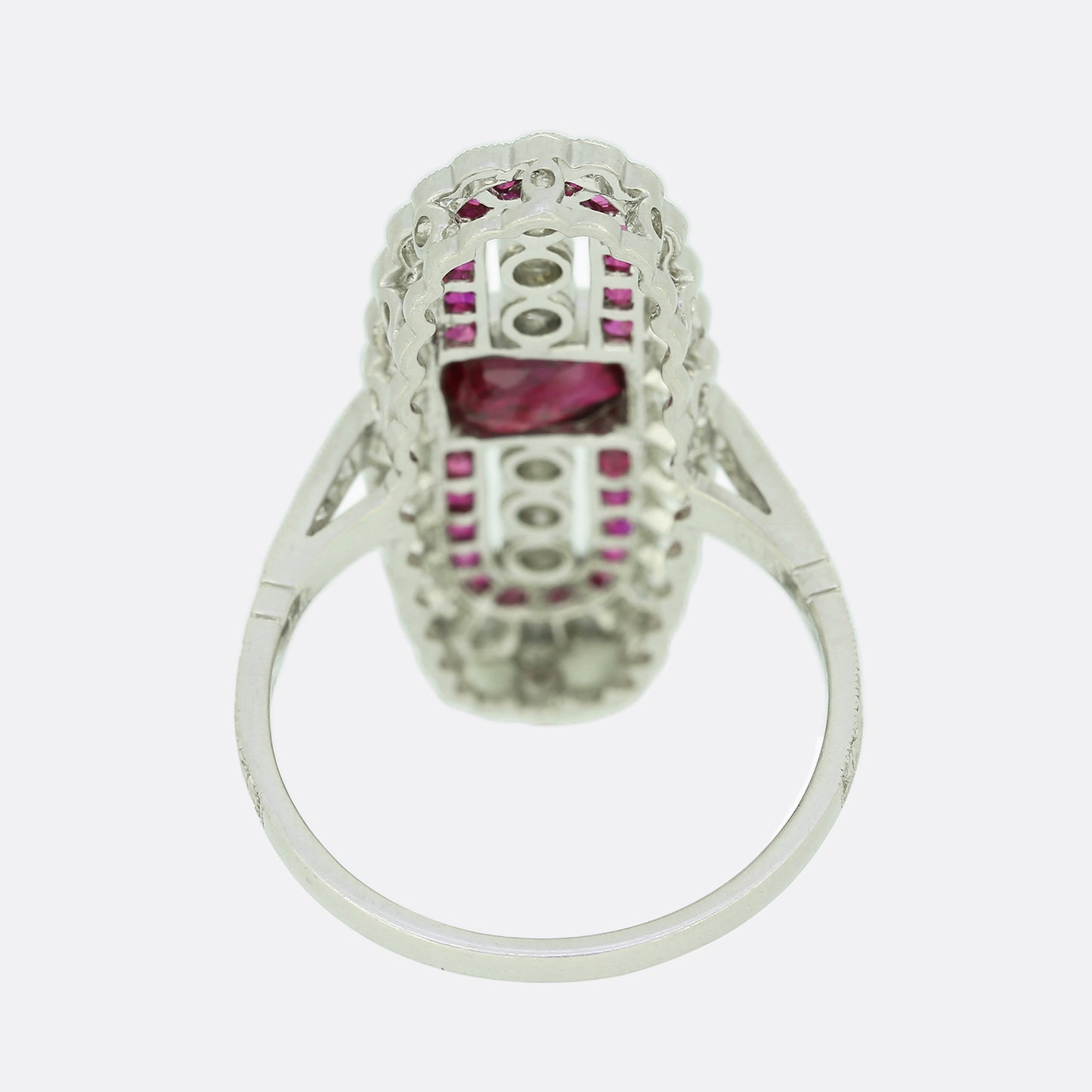 Art Deco Style Diamond and Ruby Tablet Ring