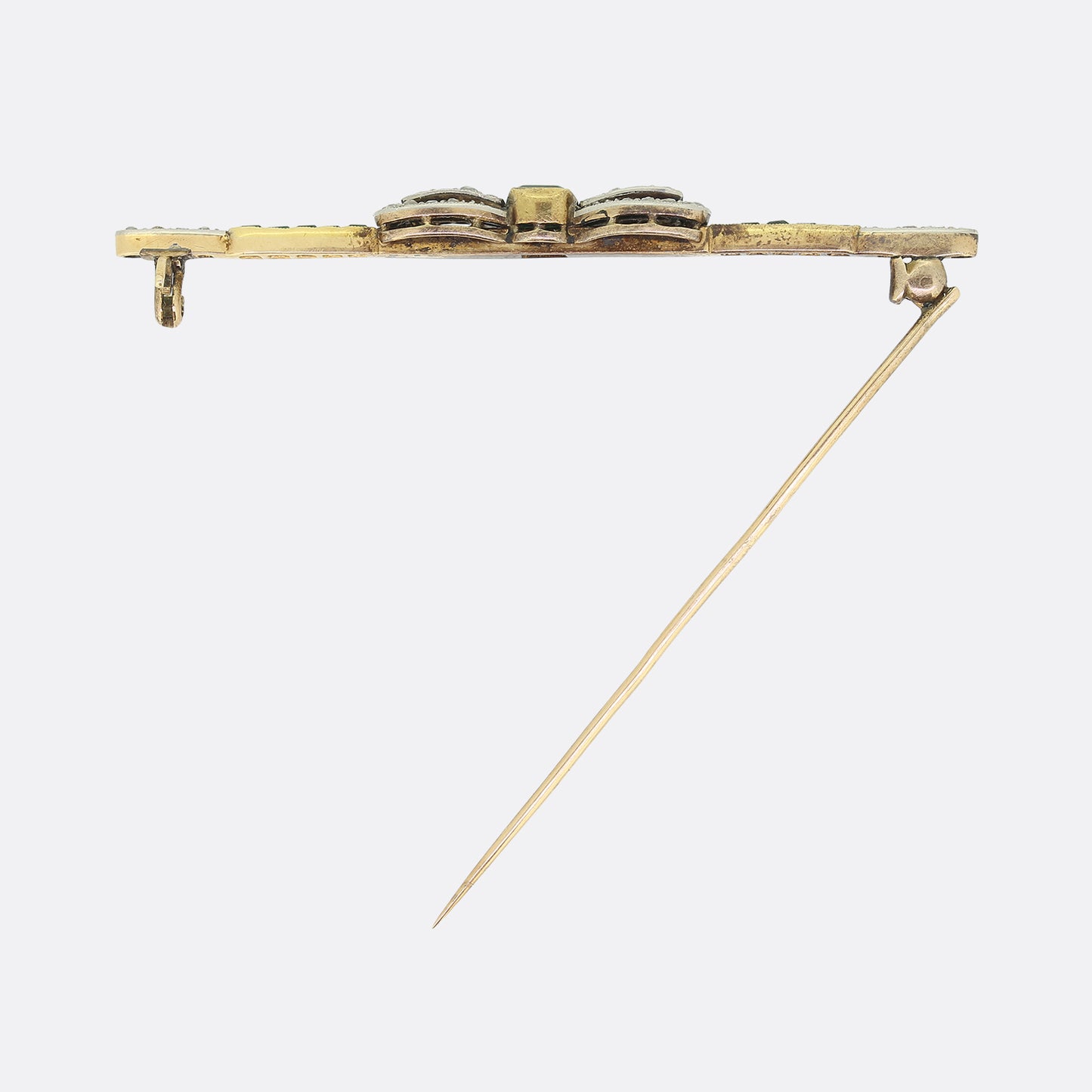 Edwardian Emerald and Diamond Bow Brooch