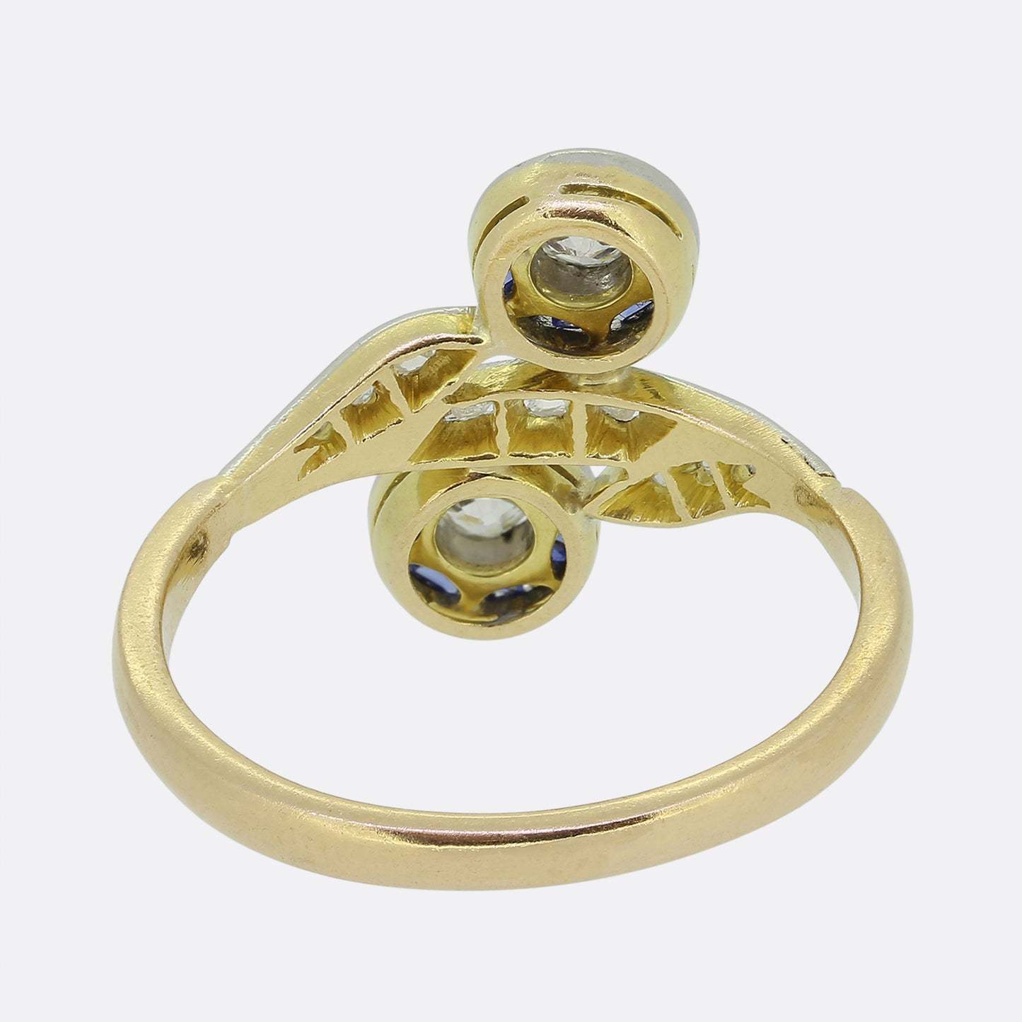 Art Deco Sapphire and Diamond Double Target Ring