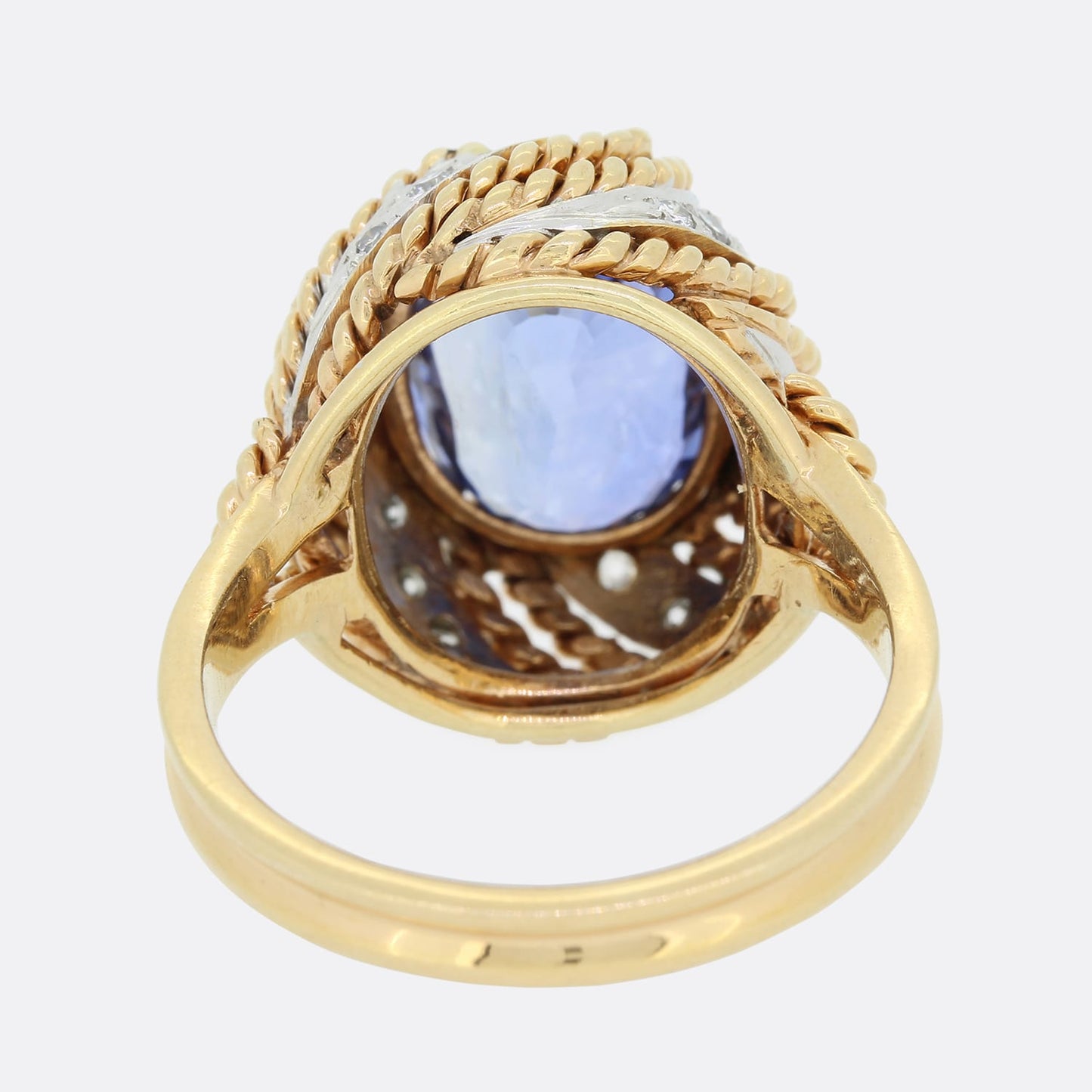 Vintage 10.19 Carat Sri Lankan Sapphire and Diamond Cluster Ring