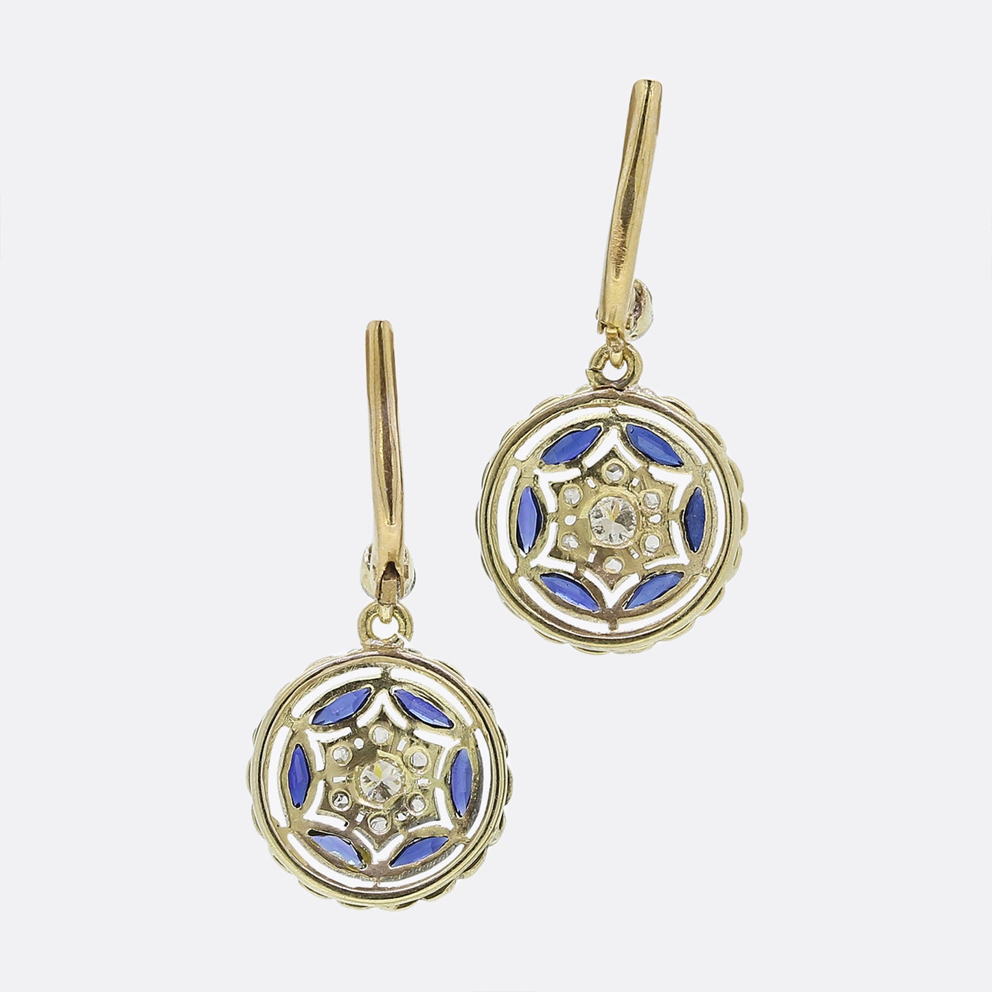 Art Deco Sapphire and Diamond Drop Earrings