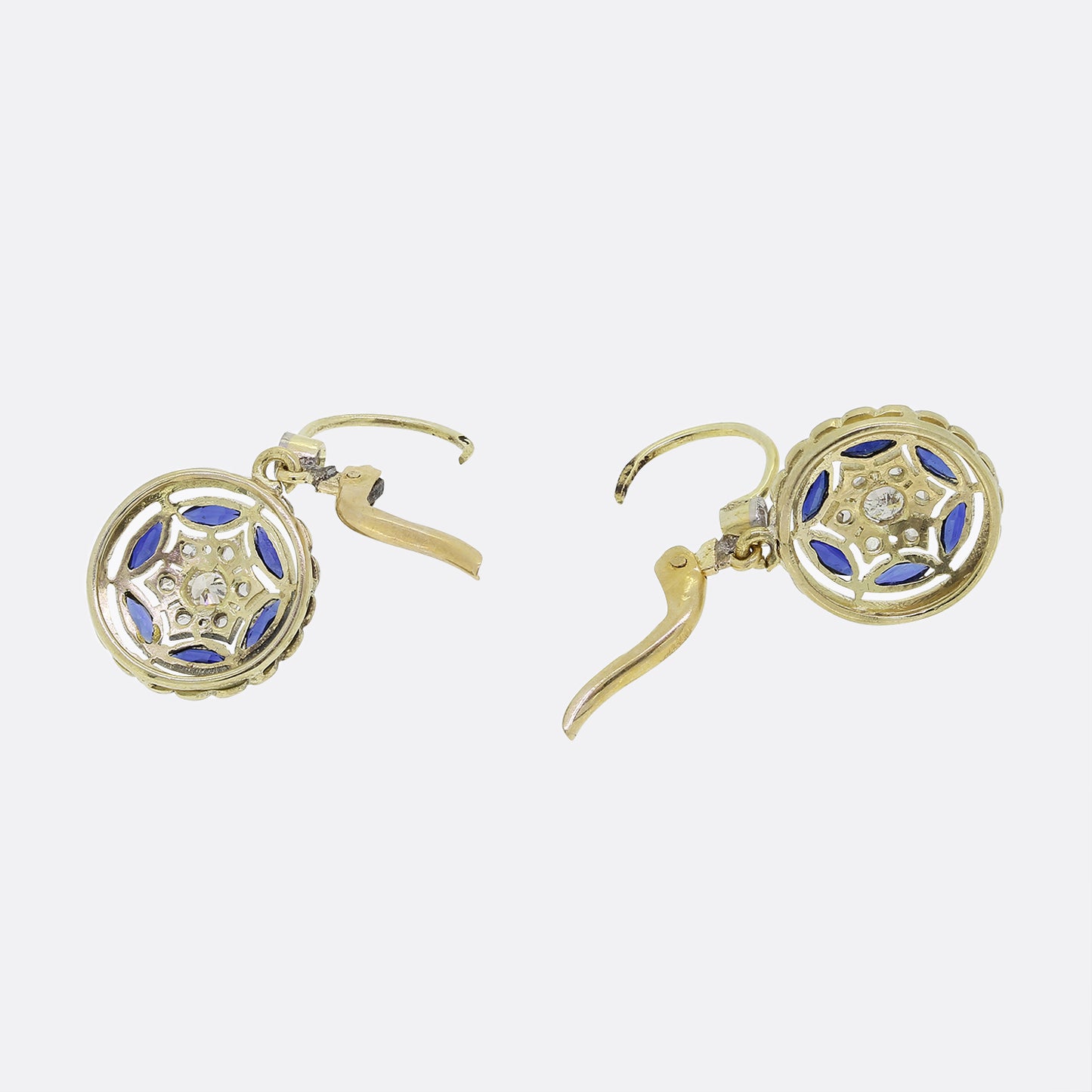 Art Deco Sapphire and Diamond Drop Earrings