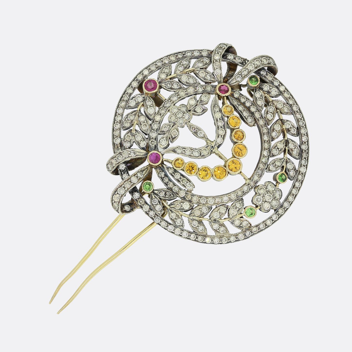 Vintage Gem Set Floral Pendant/Brooch