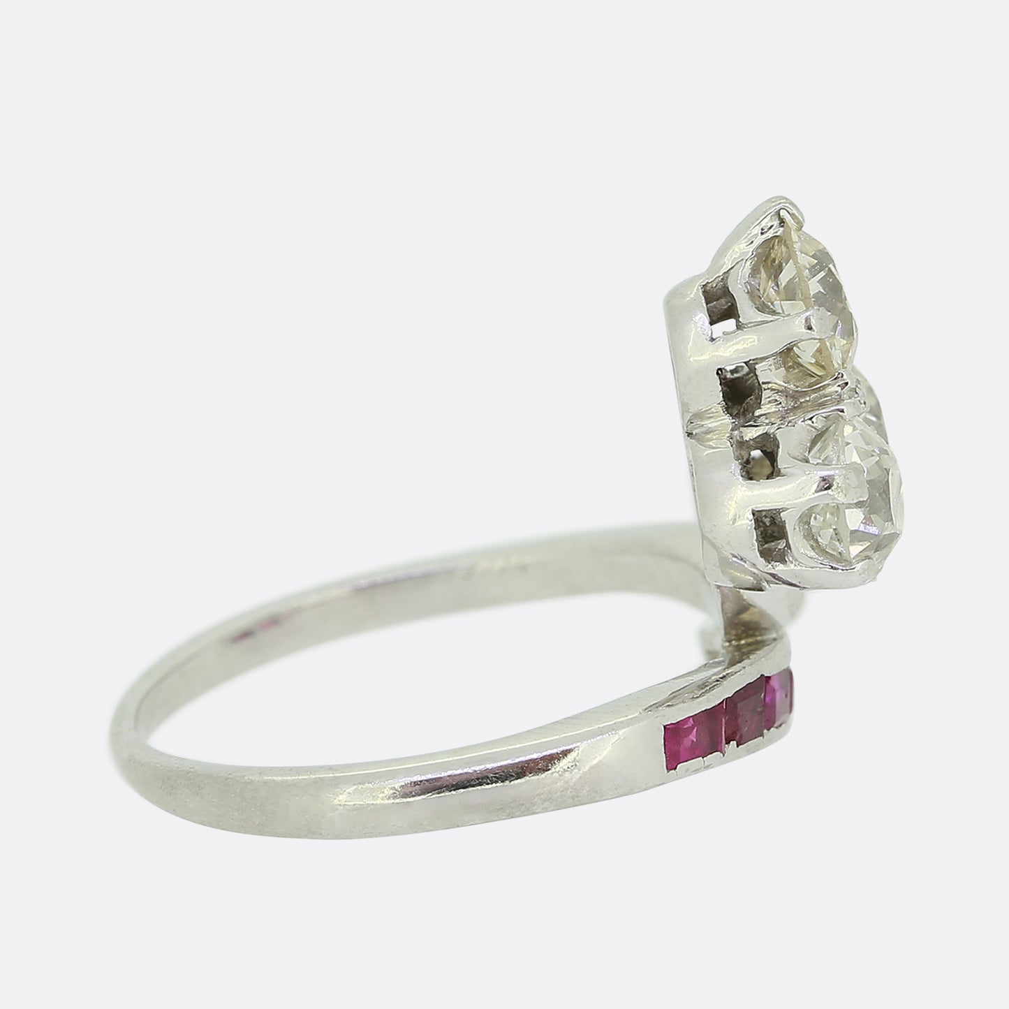 Art Deco Trefoil Diamond and Ruby Ring
