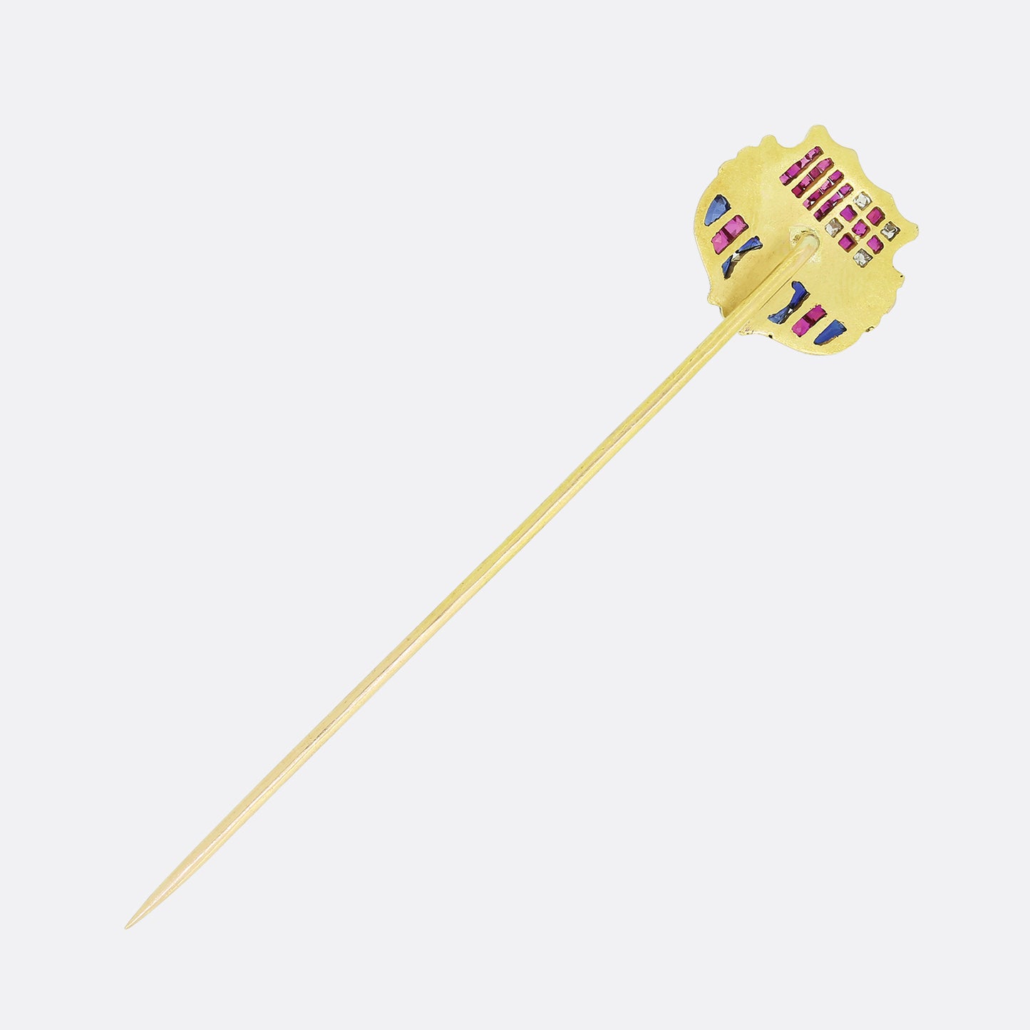 Antique Barcelona Football Club Ruby Sapphire and Diamond Stick Pin