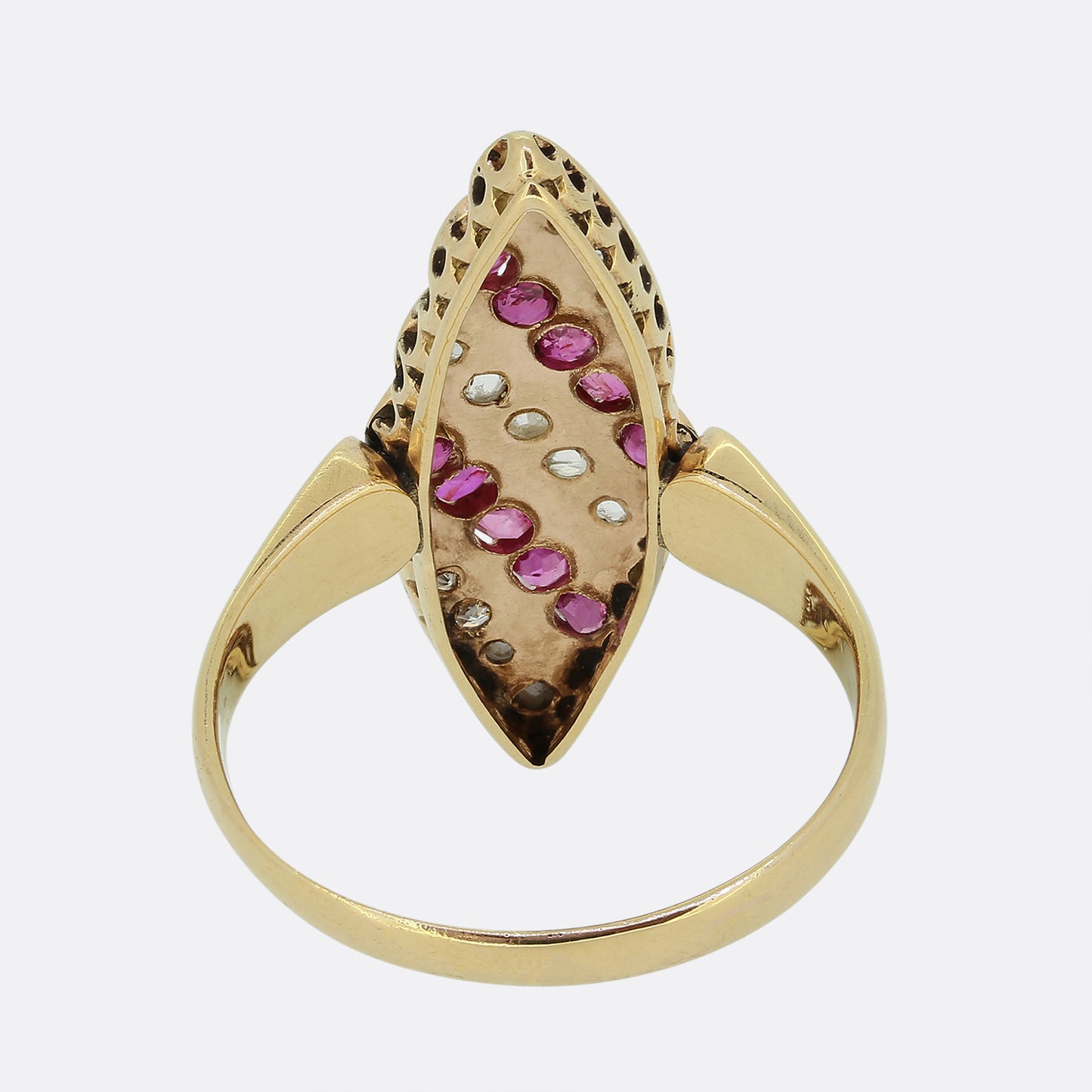 Victorian Ruby and Diamond Navette Ring