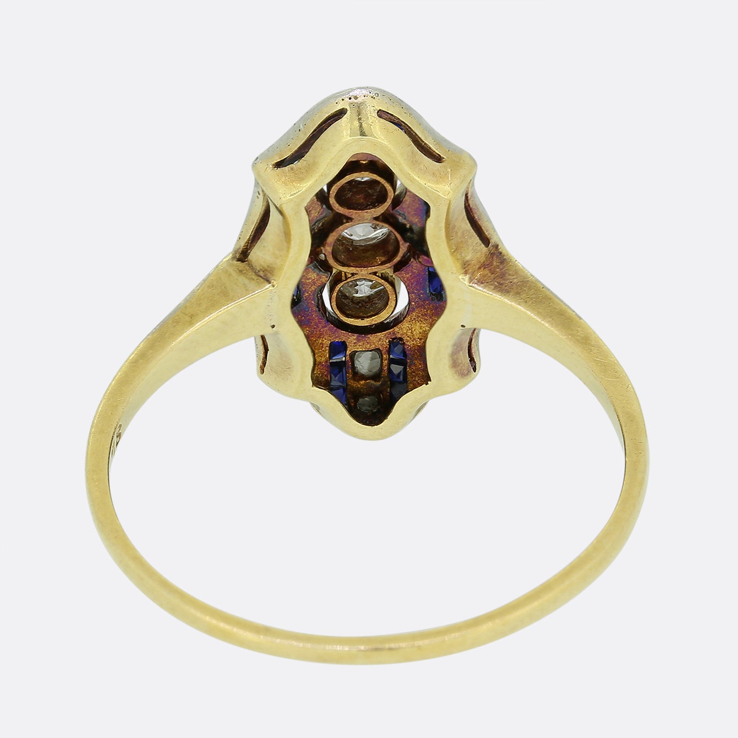 Art Deco Sapphire and Diamond Navette Ring