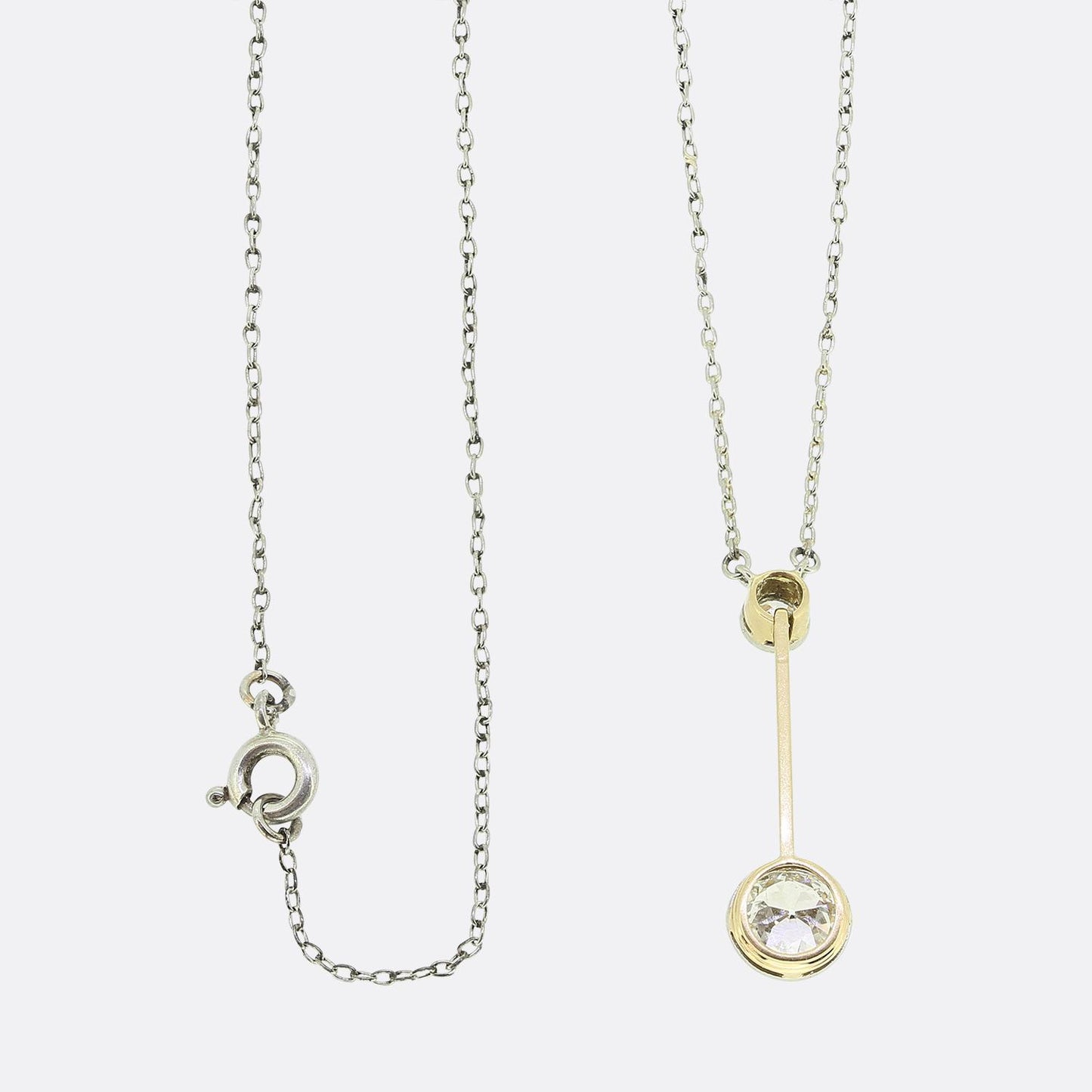 Edwardian Diamond Drop Pendant Necklace