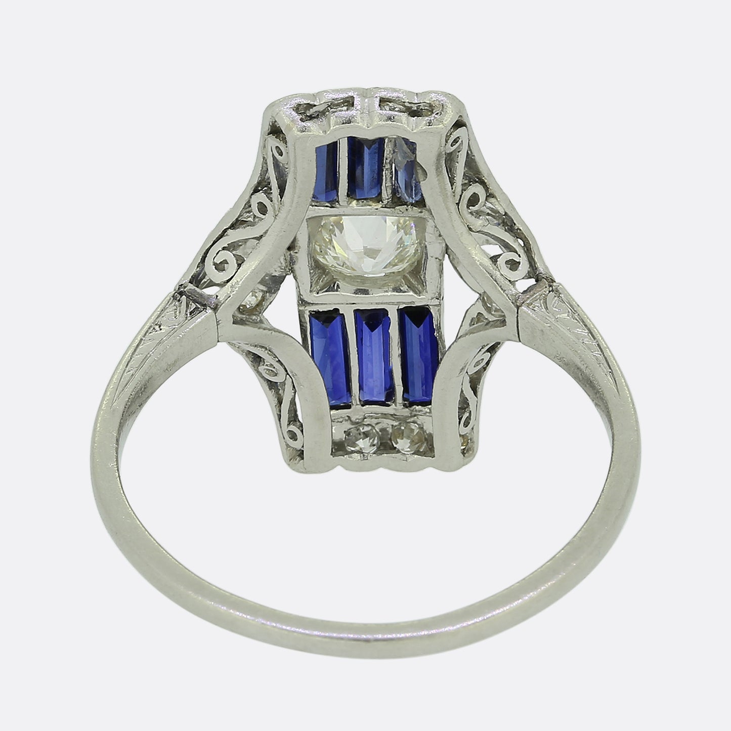 Art Deco Sapphire and Diamond Plaque Ring