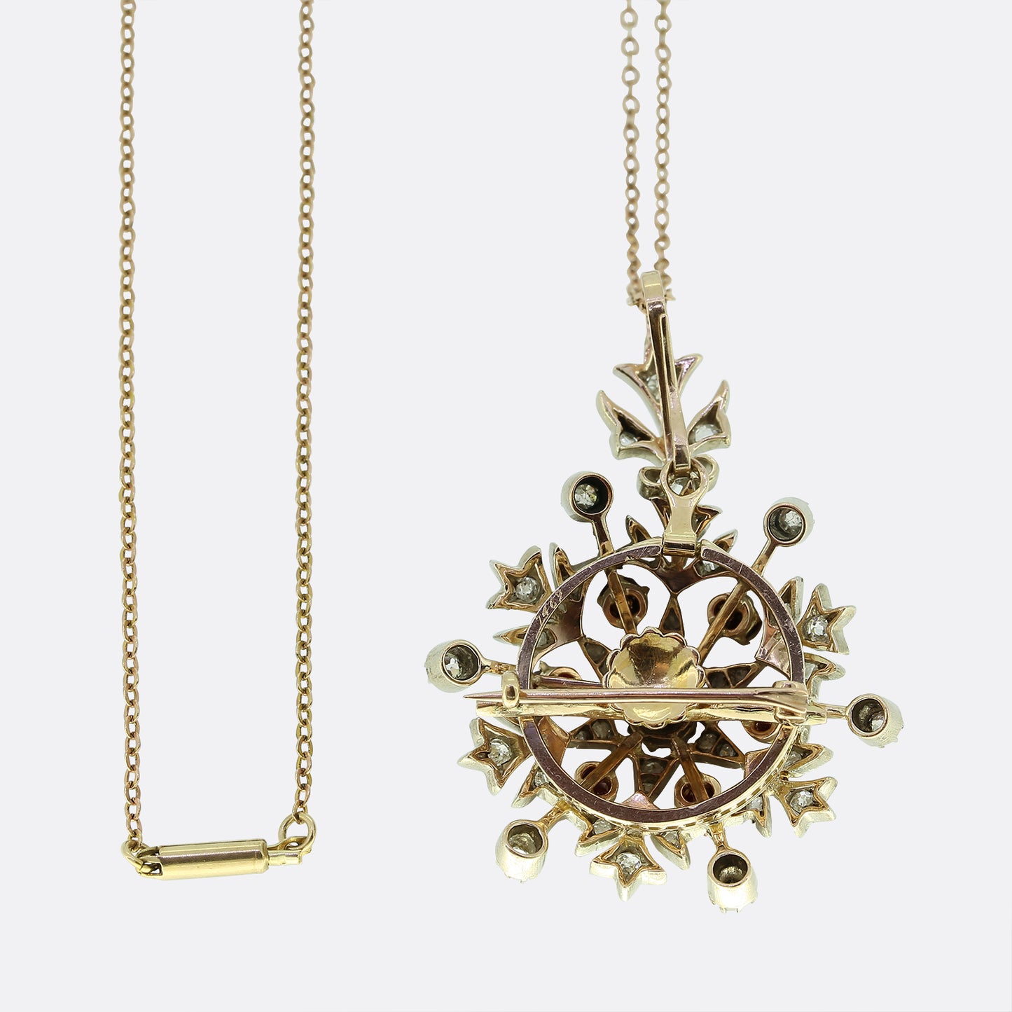 Victorian Ruby and Diamond Starburst Pendant/Brooch