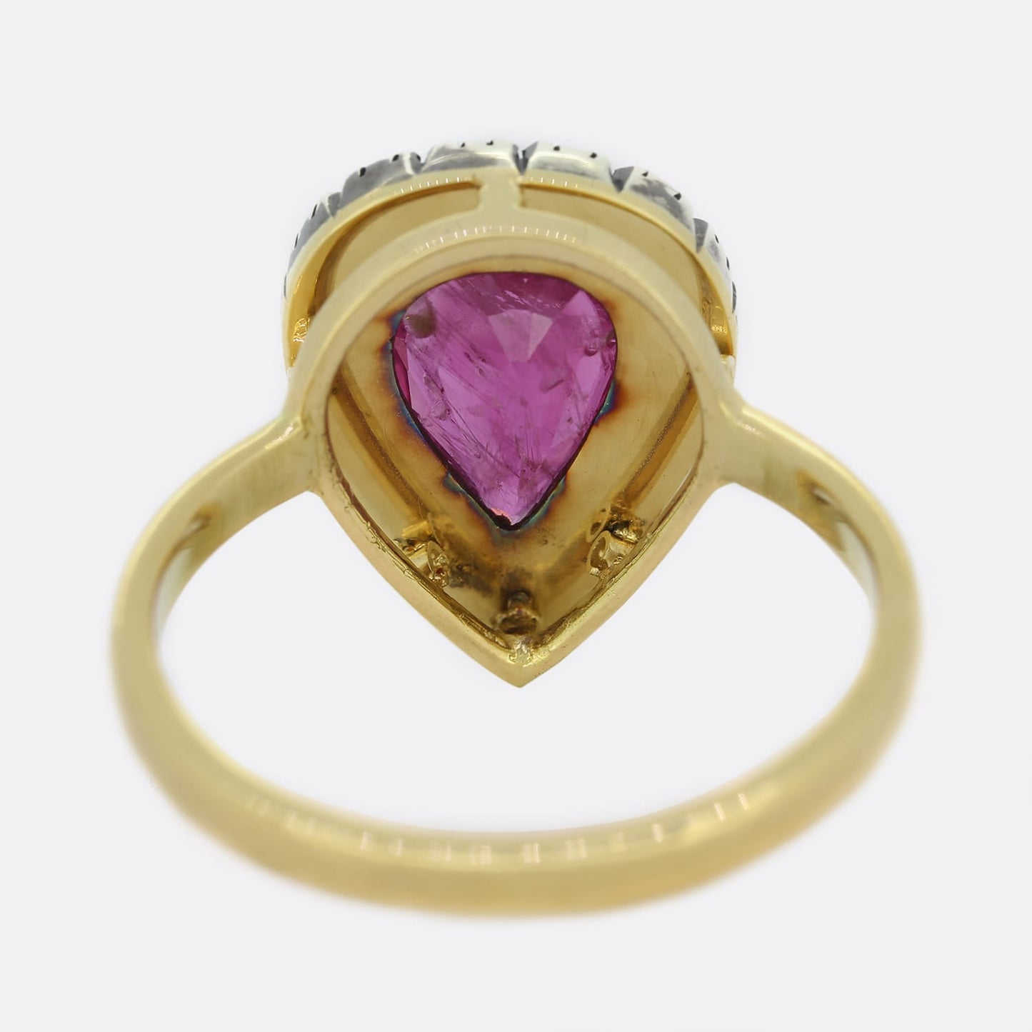 Pear Shape Ruby and Diamond Cluster Ring