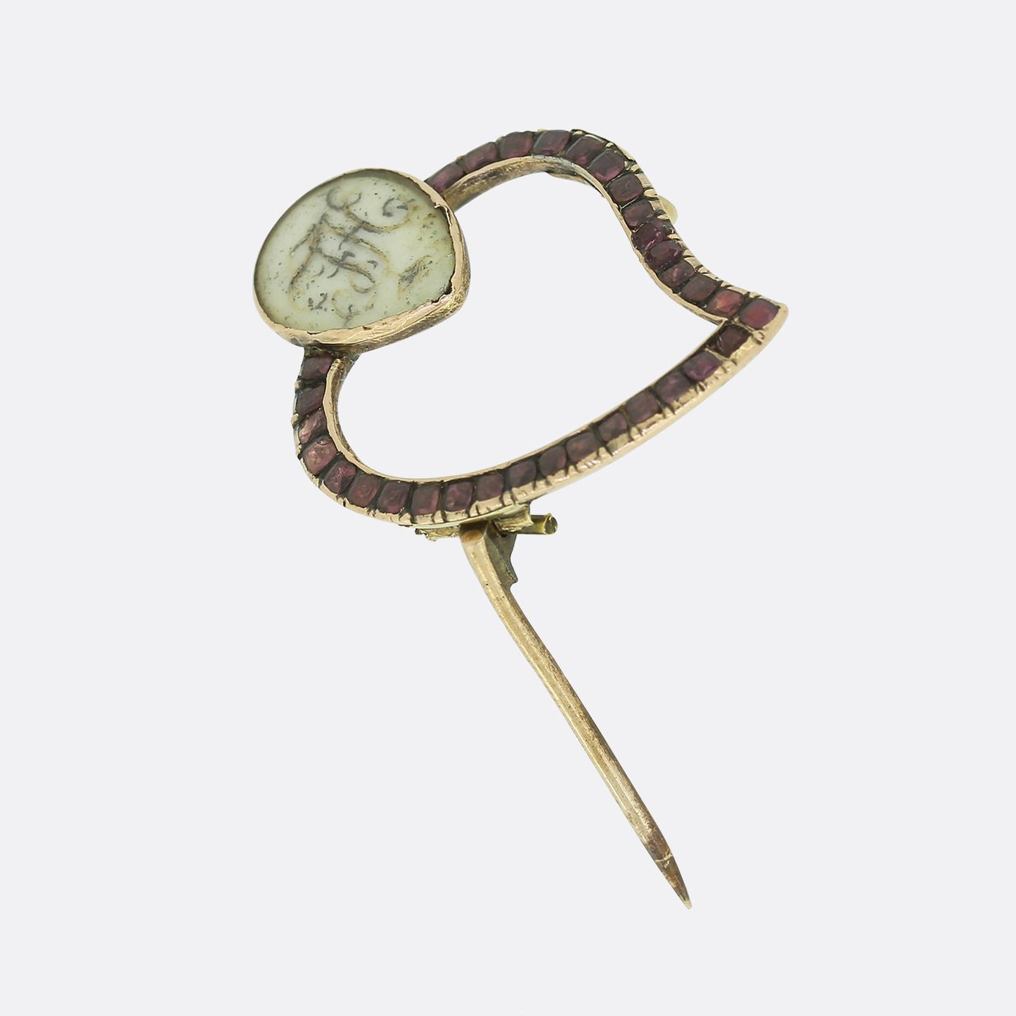 Georgian Witches Heart Garnet Brooch