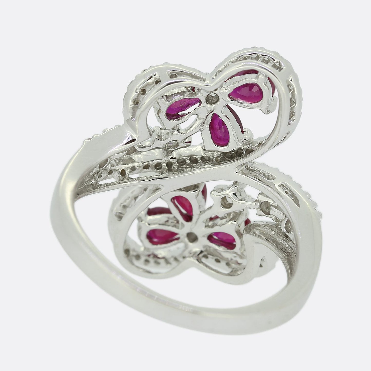 Ruby and Diamond Crossover Ring