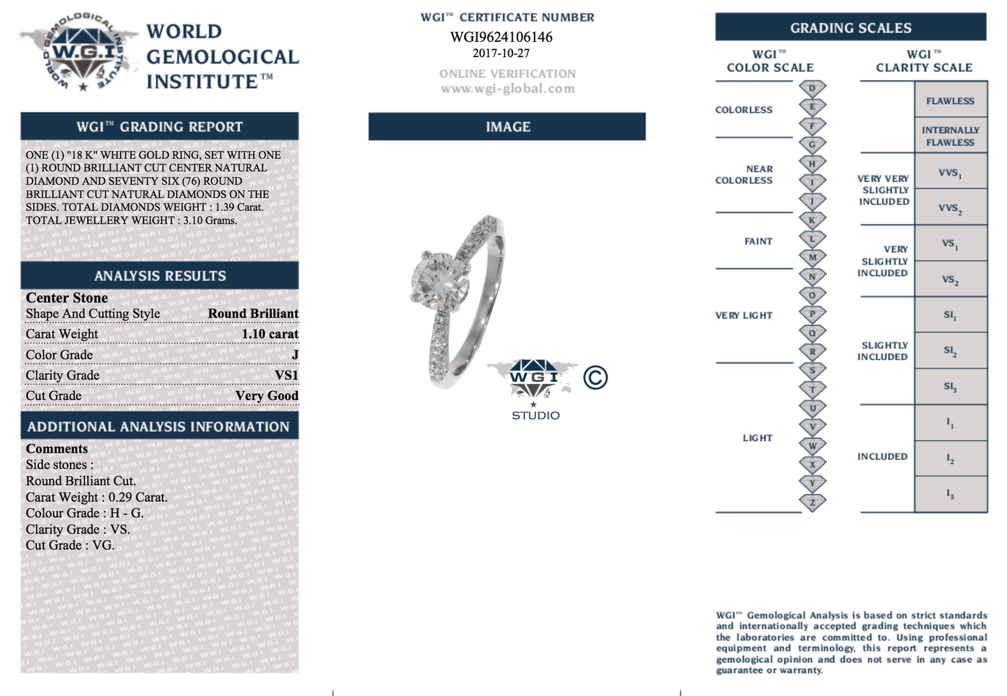 1.10 Carat Diamond Solitaire Engagement Ring
