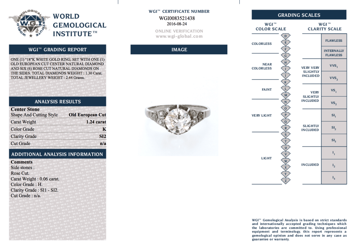 Vintage 1.24 Carat Old European Cut Diamond Ring