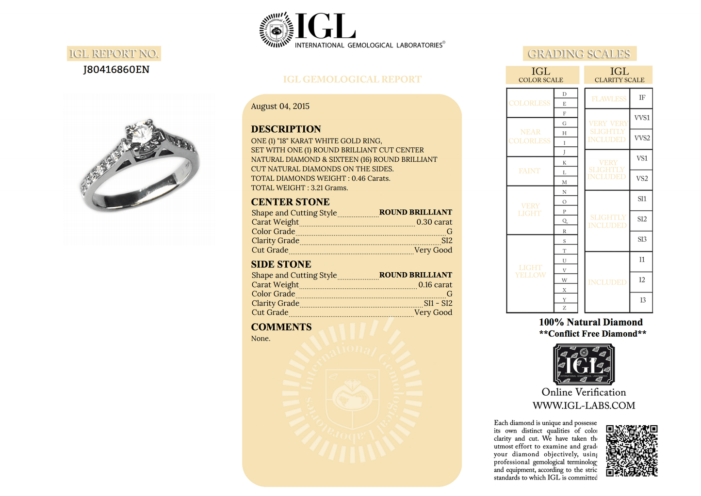 0.46 Carat Diamond Solitaire Engagement Ring