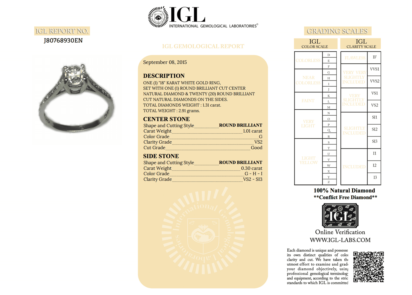 1.01 Carat Diamond Solitaire Engagement Ring