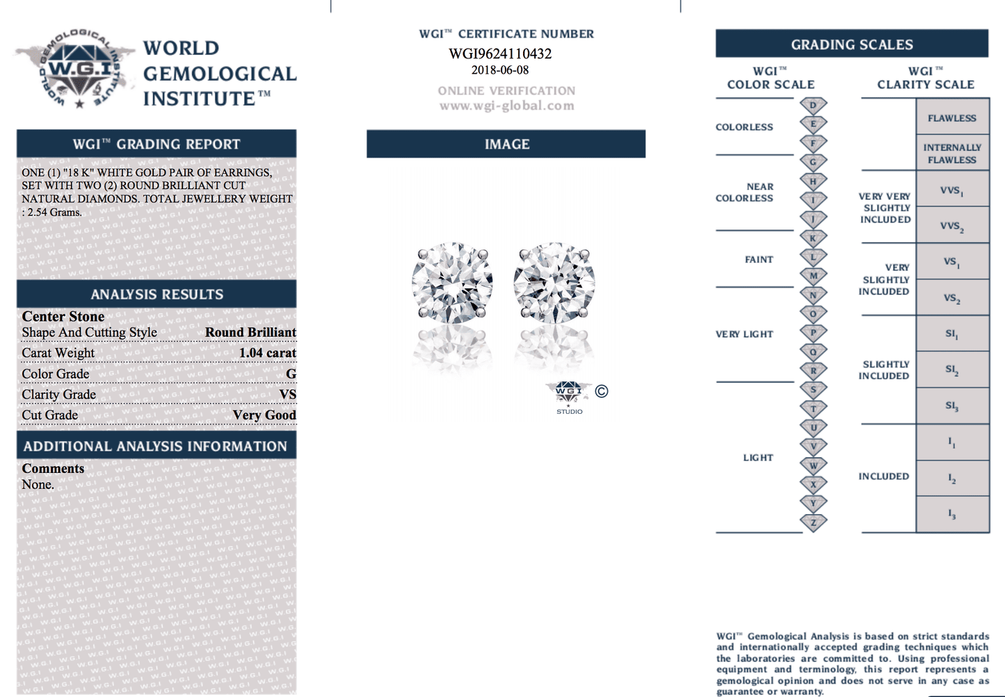 1.04 Carat Diamond Stud Earrings