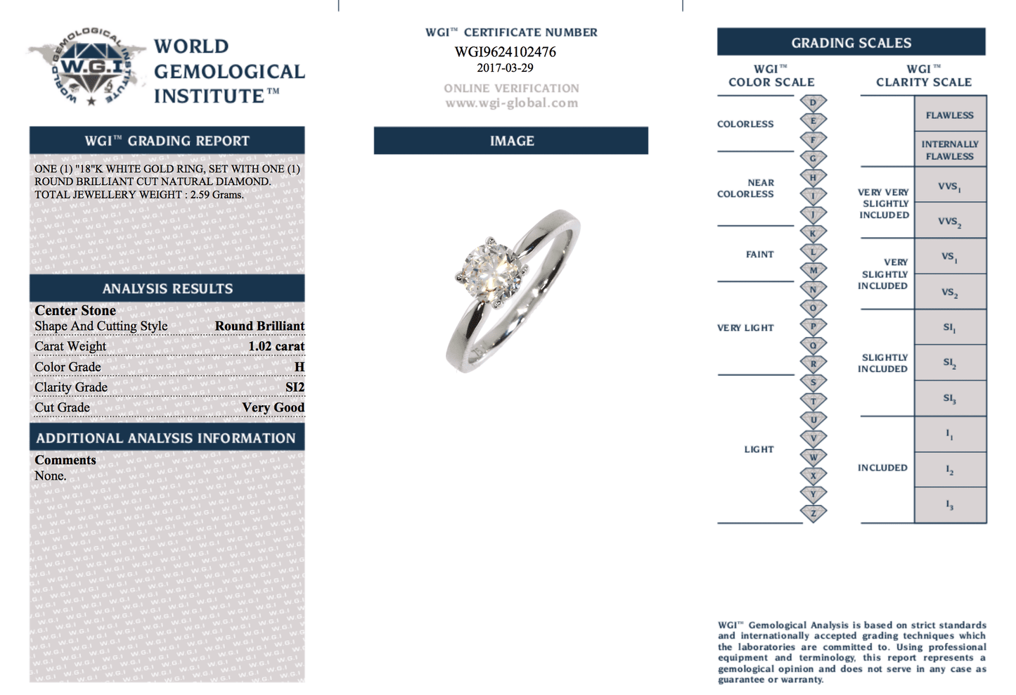 1.02 Carat Diamond Solitaire Engagement Ring
