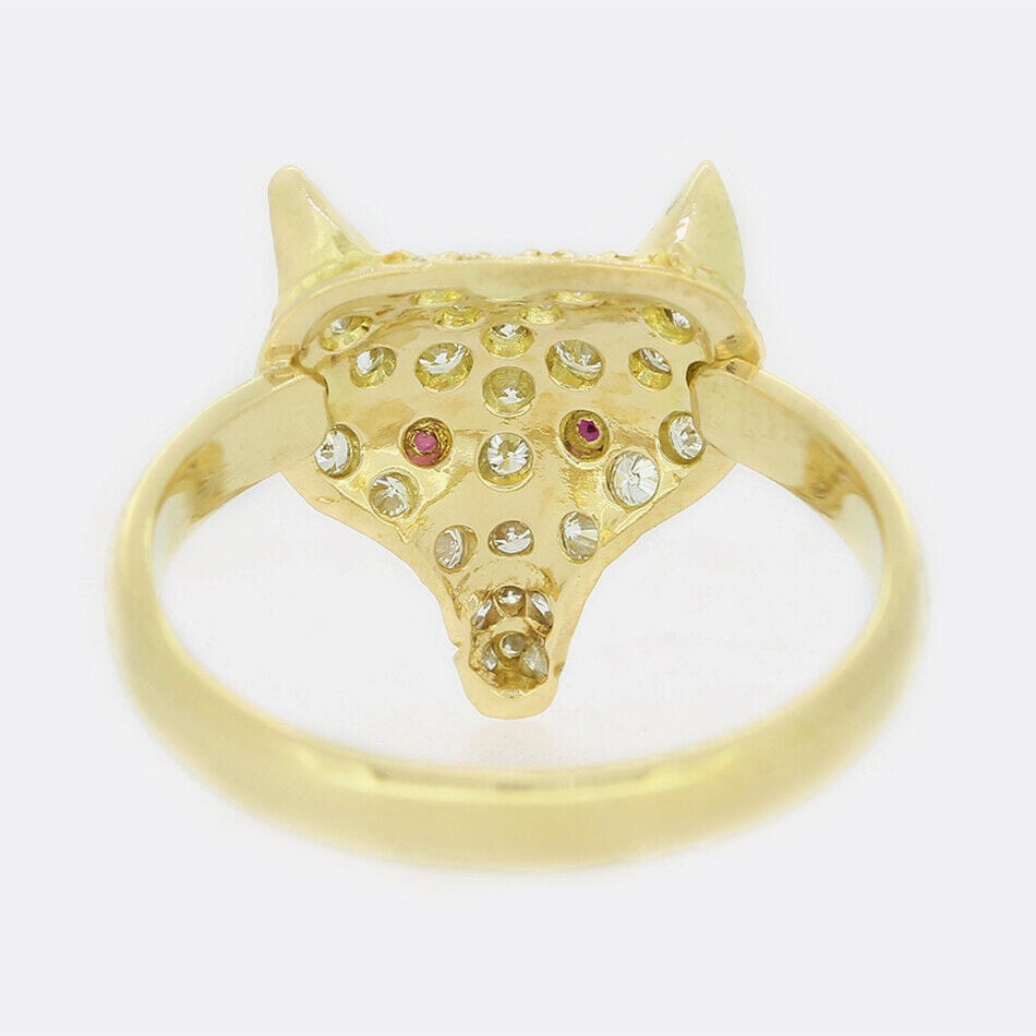Diamond and Ruby Fox Head Ring