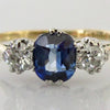 *Reserved* Edwardian Sapphire Diamond Ring - 18ct Platinum 3 Stone Size N 1/2