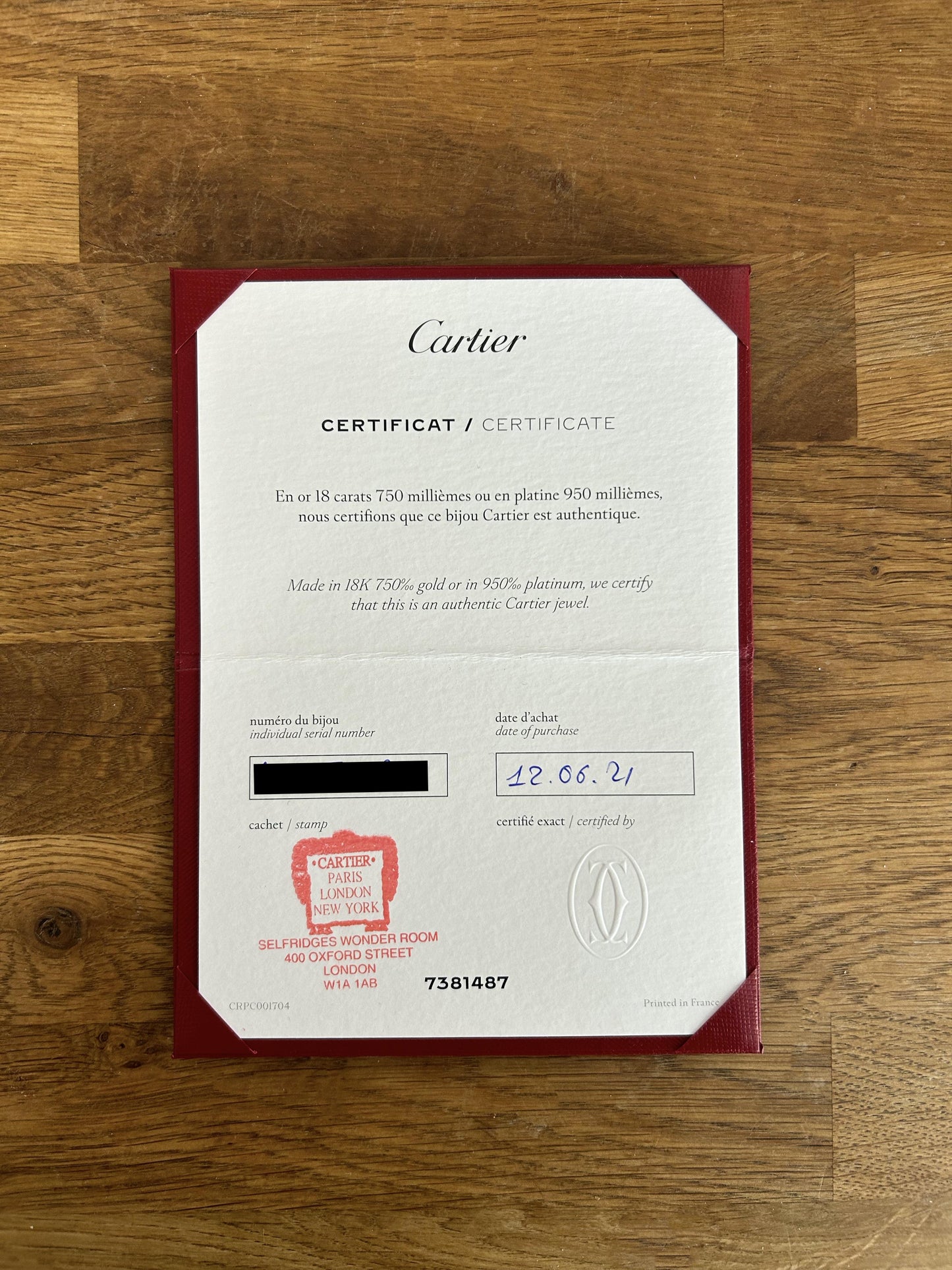 Cartier 1 Diamond LOVE Wedding Ring Size N (54)
