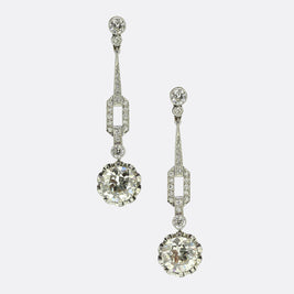 Art Deco 5.03 Carat Diamond Drop Earrings