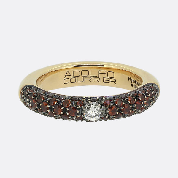 Adolfo Courrier Orange Sapphire and Diamond Band Ring
