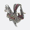 Victorian Ruby Emerald and Diamond Bird Brooch