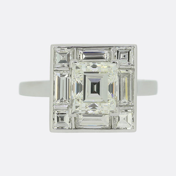 Art Deco 3.00 Carat Diamond Cluster Ring