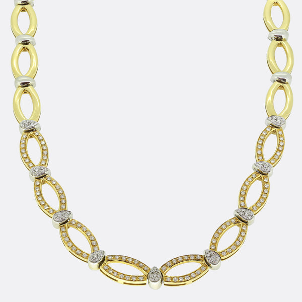 2.50 Carat Diamond Oval Link Collar Necklace