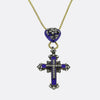 Victorian Enamel and Diamond Cross and Heart Pendant Necklace