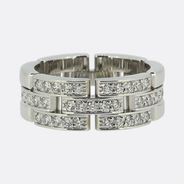 Carter Maillon Panthère Triple Row Half-Paved Diamond Ring Size P (56)