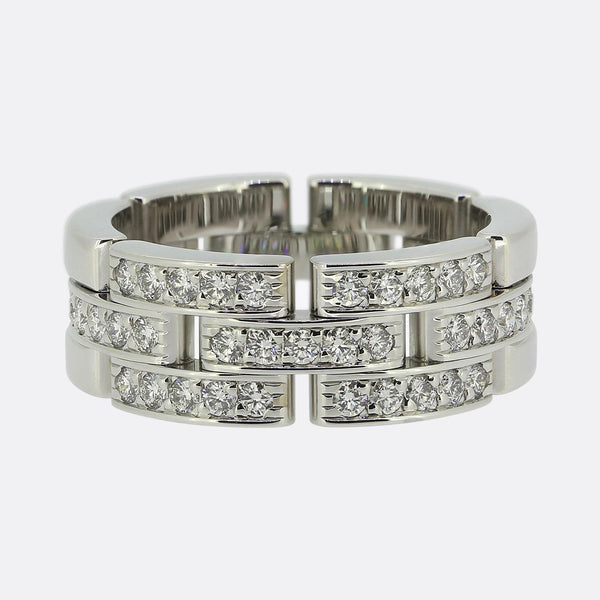 Carter Maillon Panthère Triple Row Half-Paved Diamond Ring Size P (56)