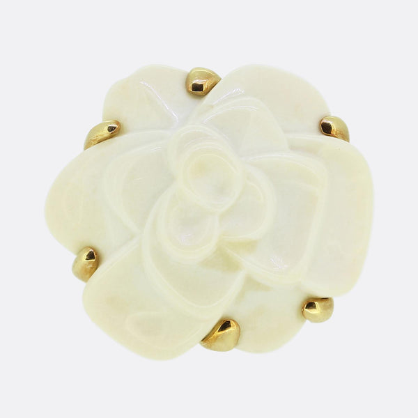 Chanel White Agate Camélia Ring