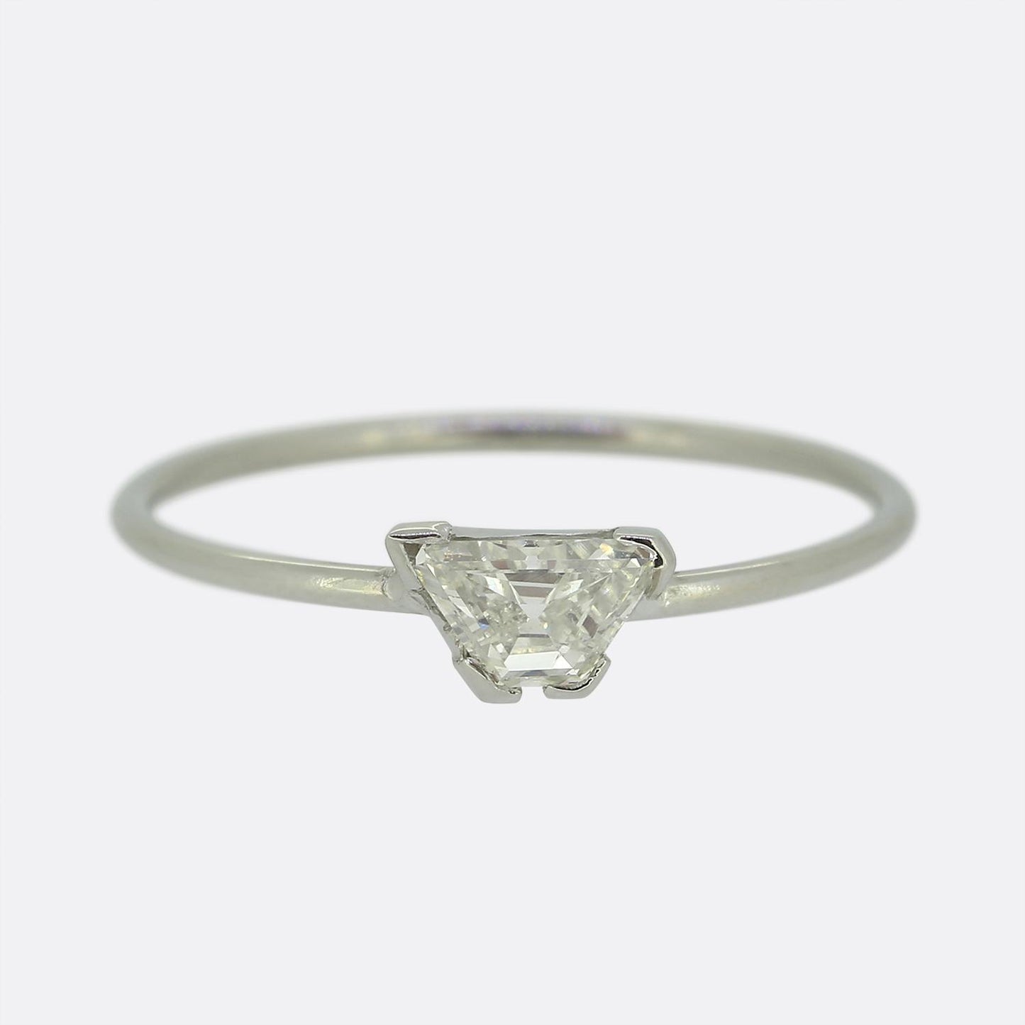 0.65 Carat Trapezoid-Cut Diamond Solitaire Ring