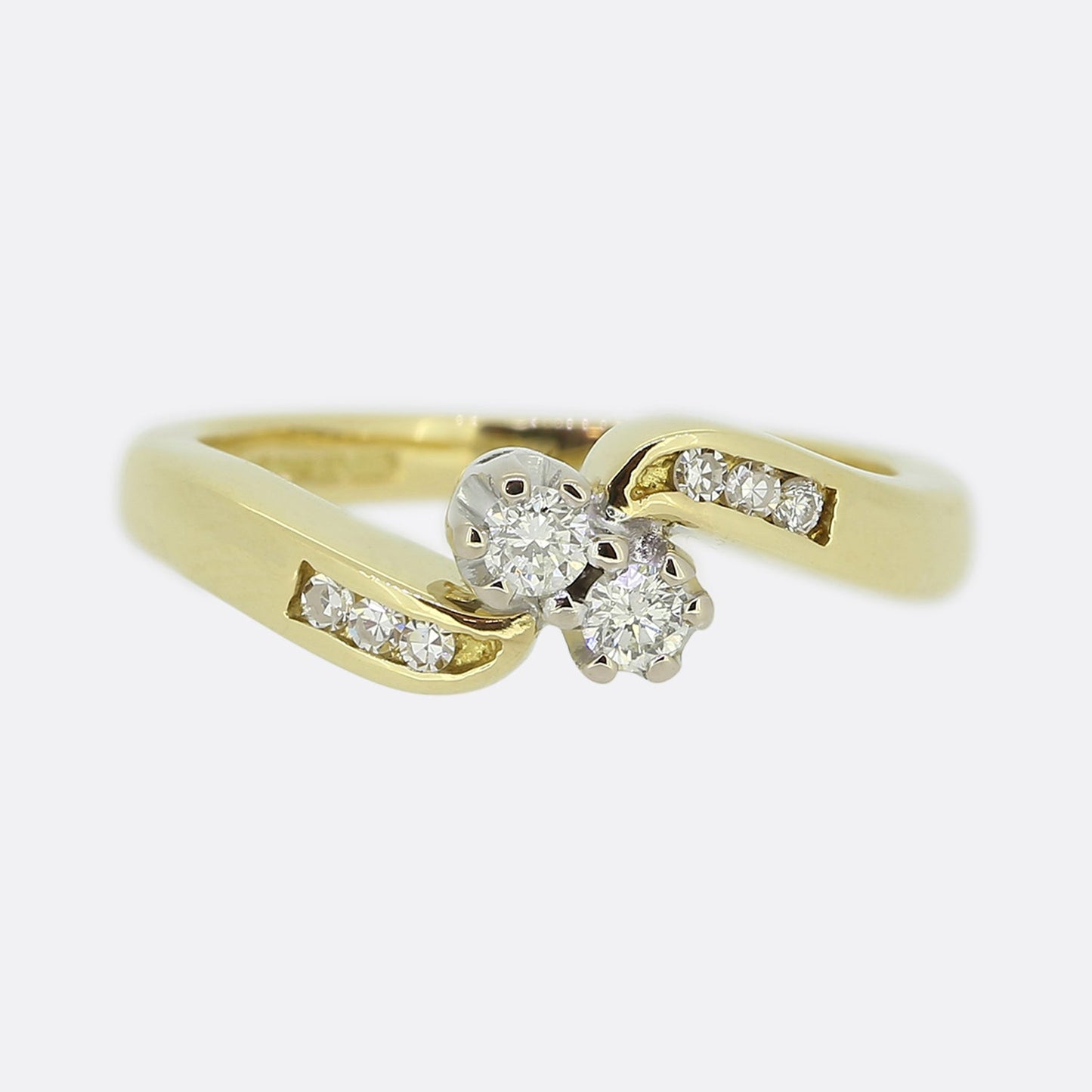 Vintage Two-Stone Diamond Crossover Ring