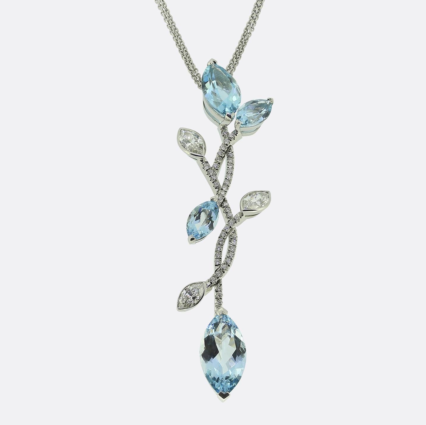 Boodles Aquamarine Diamond Pendant Necklace