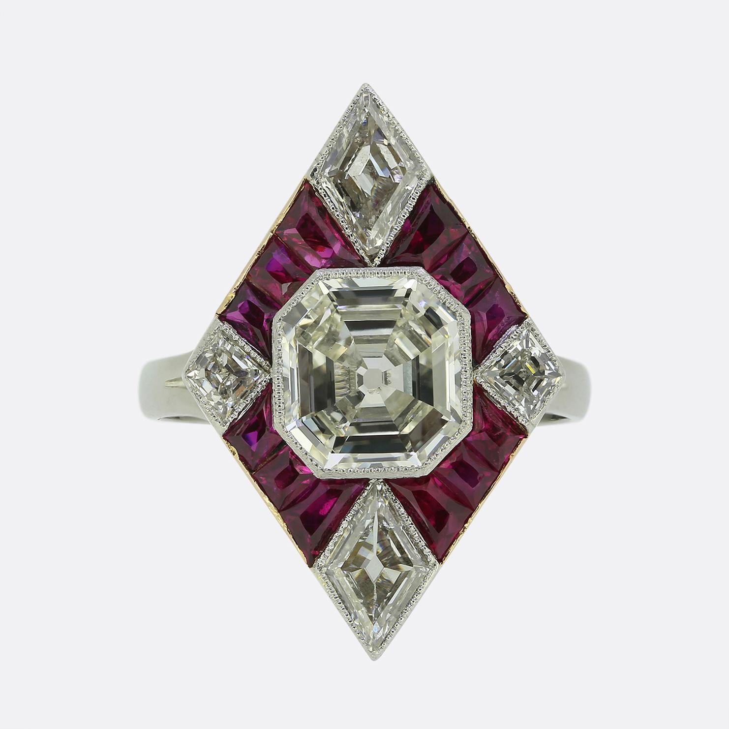 Art Deco 2.00 Carat Asscher Cut Diamond and Ruby Ring – The Vintage ...