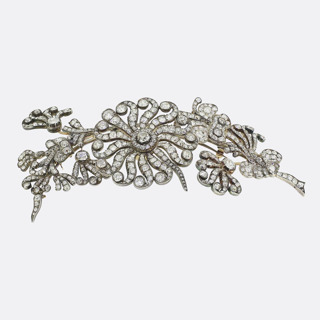 Antique Diamond Tremblant Corsage Spray Brooch