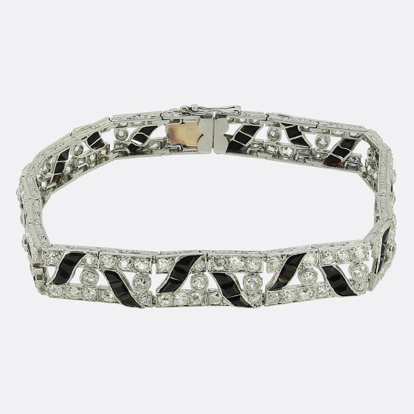 Art Deco Onyx and Diamond Bracelet
