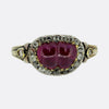 Georgian Double Cabochon Ruby Heart and Diamond Ring