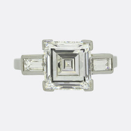 2.80 Carat Carré Cut Diamond Three-Stone Ring