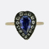 Georgian Sapphire and Diamond Cluster Ring